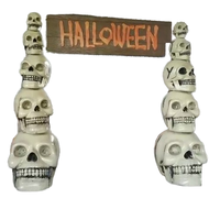 Arche de crâne d'Halloween en fibre de verre de taille réelle, porte d'entrée squelette, accessoire de maison hantée en plein air pour parc à thème