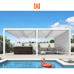 Hiện đại kiến trúc trắng pergola điện Flap cửa chớp cao cấp biệt thự sang trọng bên hồ bơi rút lui nhôm pergola - Product Image 2