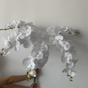 E-216 gros orchidée artificielle 9 têtes vraie touche papillon orchidée tiges Table de mariage fleurs blanches pures Phalaenopsis - Product Image 6