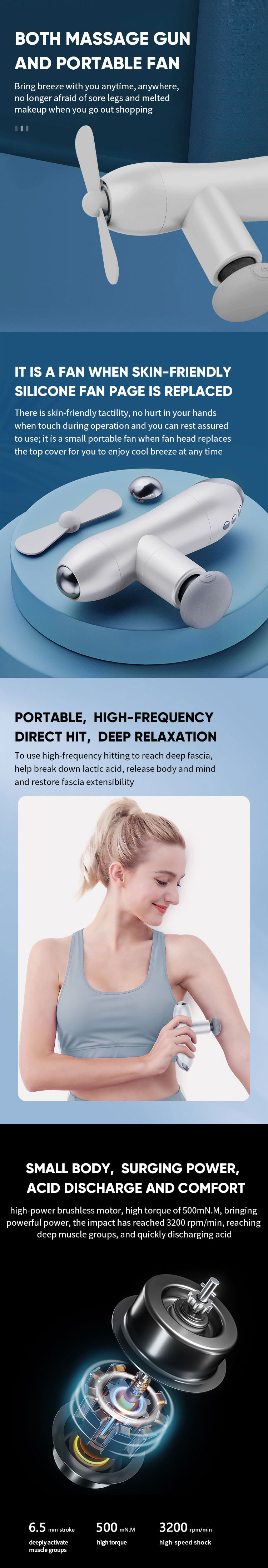 Beauty Pocket Fan Warm Therapy Massage Fascia Gun