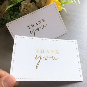 Imballaggio biglietto di auguri regalo personalizzato grazie carta bianca mini grazie per le carte shopping personalizzate con logo in lamina d'oro - Product Image 3