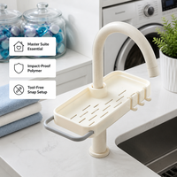 Support de rangement en plastique pour robinet, avec égouttoir pour torchons et rangement pour éponges et savon