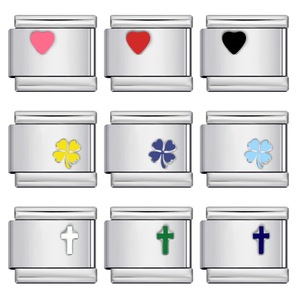 Componentes de Acero Inoxidable para Hacer Pulseras DIY: Dijes de Corazón, Cruz y Trébol de Cuatro Hojas, Fornituras Modulares Italianas para Joyería - Product Image 1