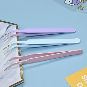 Eyelash tweezers, mochi tweezers, candy-colored journaling <b>tools</b>, DIY <b>craft</b> supplies, card holder clips, curved and straight - Product Image 5