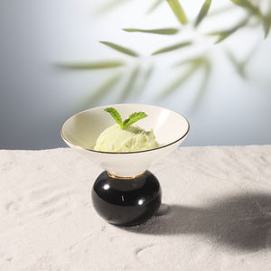 Tazón de Cerámica para Postre y Helado, con Base Alta, Estilo Occidental, Negro y Blanco, Resistente, para Uso en Restaurantes, Marca <span class=keywords><strong>Pioneer</strong></span> Craftsman - Product Image 4