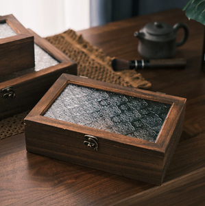 Boîte à thé et à bijoux en bois de luxe de haute qualité TRESUN WOOD-18, couvercle en verre, capacité de 1 à 3 L, organiseur de bijoux de voyage - Product Image 3