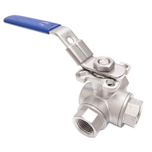 COVNA DN40 Robinet à 3 voies en L de 1,5 pouce, 1000 WOG, en acier inoxydable 304, avec poignée à bille verrouillable, pour UPVC/Laiton/Acier inoxydable - Product Image 2