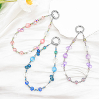 Chaîne de luxe colorée en alliage de zinc avec perles de cristal, lanière de poignet tendance pour accessoires de coque iPhone 18, portable