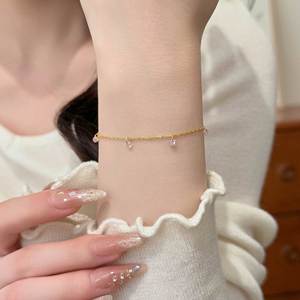 SPJ Factory Direct S925 <b>Sterling</b> <b>Silver</b> <b>Heart</b> CZ <b>Bracelet</b> 18K Gold Plated Luxury Minimalist Fine Jewelry for Women Gift - Product Image 3