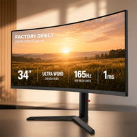 Monitor Curvo sin Bordes de 34 Pulgadas, 165Hz, 1ms, 1500R, 4K, Venta Directa de Fábrica, para Monitores LCD, Monitores Curvos y Monitores de PC para Juegos