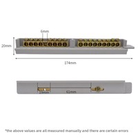 Bloc de bornes en cuivre 9+9 à ligne zéro pour mise à la terre, 18 trous, pour panneau électrique et boîtier de distribution