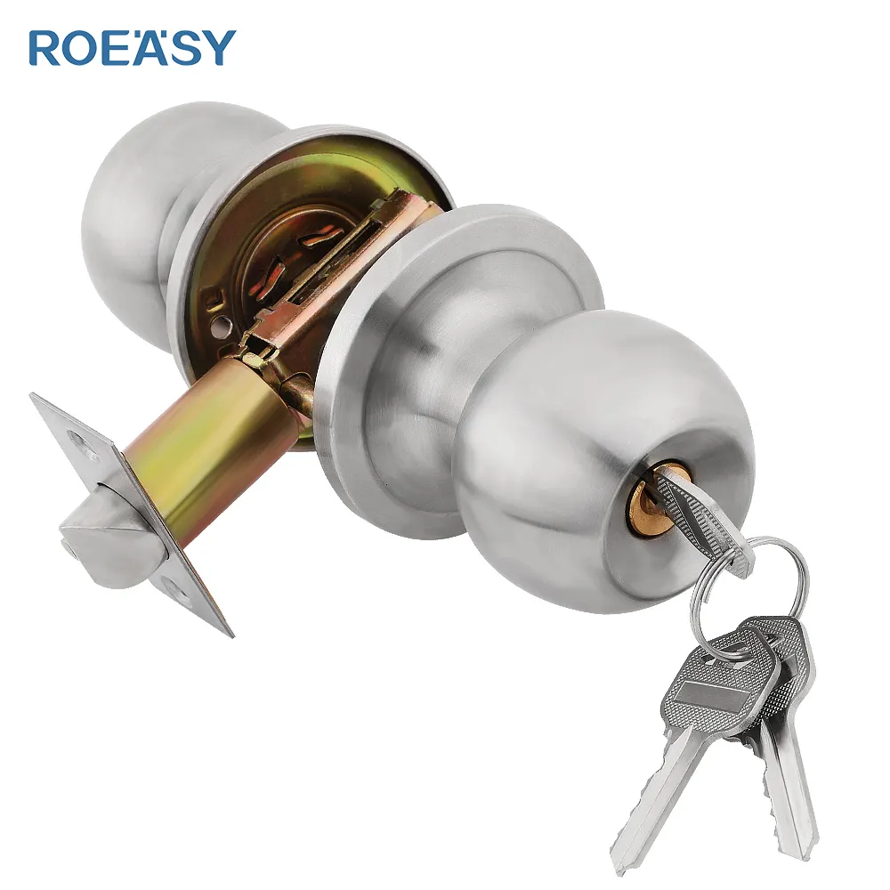 قفل بمقبض من ROEASY مقبض من الفولاذ المقاوم للصدأ إطار أسطواني دائري قفل باب لغرفة النوم بمقبض مزدوج خصوصية 5831SS-ET