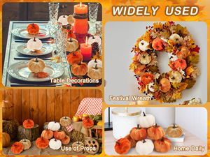 Calabazas Artificiales Mixtas de Terciopelo <span class=keywords><strong>Mubai</strong></span>, Hechas a Mano, Duraderas, para Bodas de Otoño, Acción de Gracias, Halloween, Decoración de Chimenea y Fiestas - Product Image 3