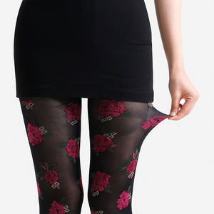 महिलाओं के पुष्प पैटर्न जांघ उच्च लक्जरी जाल के साथ फीता गुलाब सेक्सी पैंटीहोज थोक लोकप्रिय डिजाइन - Product Image 6