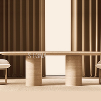Tables et chaises de salle à manger en pierre de décoration rectangulaire en marbre au design unique de luxe