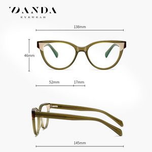 Danda Eyewear Cat Eye Acetate Optical <b>Frame</b> F22104 Anti Blue Light Plano Lenses Unisex Full <b>Frame</b> - Product Image 5