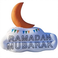 Décoration géante gonflable Lune/Nuage du Ramadan « Ramadan Mubarak » – Accessoire pour promotion de festival/événement de mosquée/fête islamique/fête à thème