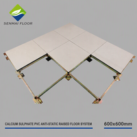 Panneau de sol surélevé antistatique en sulfate de calcium recouvert de PVC 600x600x2.0/3.0mm, système de plancher surélevé imperméable pour hôpitaux
