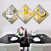 Nouvelle décoration moderne en forme de cadre en PVC, verre à vin, cristal de diamant 5D, porcelaine, restaurant, art mural abstrait, décoration