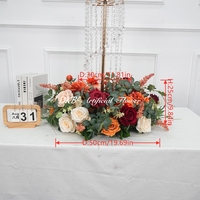 HH255 Série Automne Centre de Table Floral pour Mariage Design Bourgogne et Orange Guirlande de Fleurs Artificielles de 50 cm pour Décoration de Table de Banquet