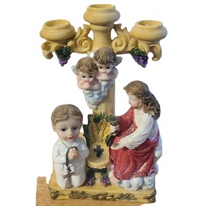 Tùy chỉnh polyresin thủ công mỹ nghệ Jesus Christ bé thiên thần Cherub cậu bé qua Tôn Giáo figurine người giữ ngọn nến - Product Image 1
