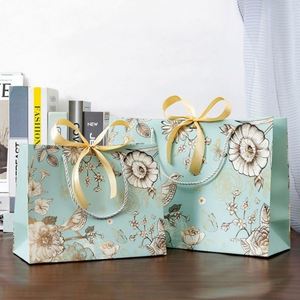 Custom Personalized Print Logo <b>Sliding</b> Jewelry Box Folding Shopping Paper Gift Bags with Rope Handles - Product Image 2