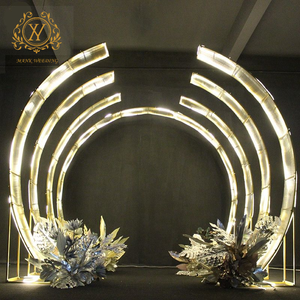 Altın Metal kemer zemin seti açık çim T sahne düğün arka plan dekorasyon yol kılavuzu Sunshine kurulu demir düğün kemer - Product Image 3