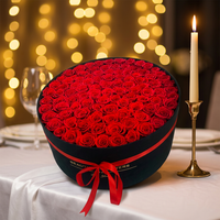 AM-GPA14 Ammy 99 Rose 2 en 1 Fleurs éternelles faites à la main Boîte cadeau en carton pour la Saint-Valentin Boîte vide noire