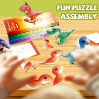Puzzle 3D Dinosaure Rapace - Bambou 25 Pièces Jouet Éducatif Écologique pour Garçons, Filles et Enfants de 0 à 24 Mois