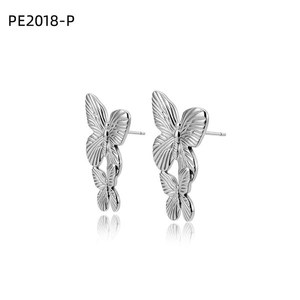 Amy Amy Butterfly <b>Stud</b> Earrings <b>Silver</b> Plated For Women Party Fashion Jewelry PE2018 - Product Image 1