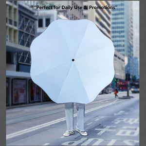 Parapluie à trois plis avec coins arrondis, bande réfléchissante et logo personnalisé - Product Image 2