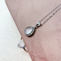 Ensemble de bijoux en quartz rose naturel, argent sterling 925, collier et boucles d'oreilles simples et minimalistes, vente en gros, directement de l'usine, OEM personnalisé