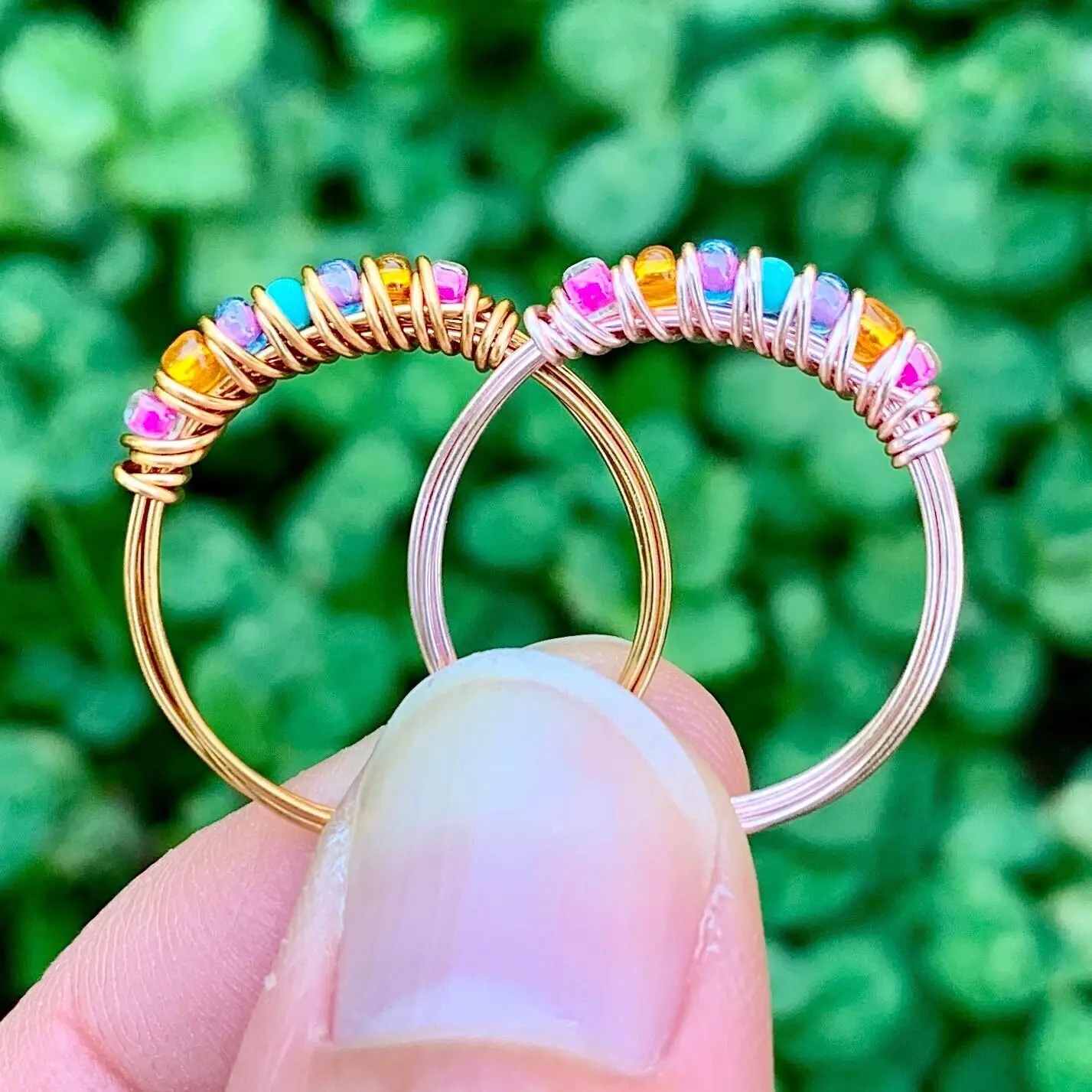 2024 fatto a mano gemma colorata tramonto anello avvolto in filo per regalo da donna