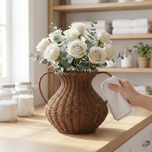 Handmade Woven Rattan Vase Fuji <b>Material</b> Decoration Basket For Living Room <b>Study</b> Dining Room Home Decor - Product Image 2
