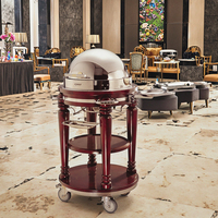 C-29 Hotel & Restaurant 304 Edelstahl Runder Buffet wagen Mobile Food Serving Trolley mit Gummi holz zum Servieren