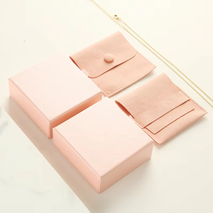 Leather Jewelry <b>Box</b> Set With Snap Button Closure Rectangle Shape <b>Plain</b> Design For Jewellery Storage - Product Image 5