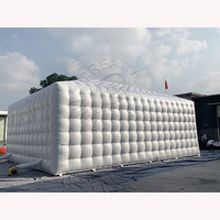Tente de fête gonflable pliable en PVC, cube blanc, chapiteau gonflable avec lumières, imperméable quatre saisons, ignifuge