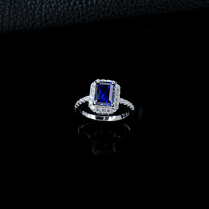 S925 Sterling <b>Silver</b> Lab Created Sapphire <b>Solitaire</b> <b>Ring</b> - Product Image 3