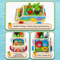 Juguete de camión de granja de madera al por mayor para niños, coche de emparejamiento de animales, juguete educativo Montessori, juego de aprendizaje cognitivo de clasificación de colores