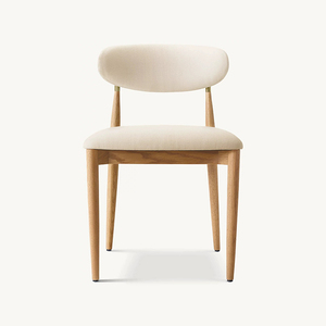 Kursi Makan lapisan kain Nordic Modern bingkai logam kulit PU kursi makan kedai kopi restoran kayu gaya Eropa - Product Image 1