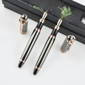 GemFully Factory brand promotion classic black gift pen luxury metal fountain pen set with box