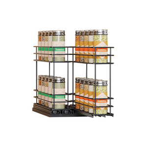 Support magnétique d'angle pour pots à épices de cuisine, ensemble de pots à épices, support unique à 2 niveaux pour réfrigérateur, organisateur de cuisine - Product Image 1