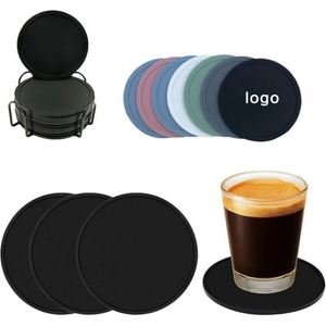 Customizable Logo Printed Round <b>Silicone</b> Coaster 7cm/8cm/9cm Insulated Anti-Slip Anti-Scald Promotional Tea Coaster - Product Image 1
