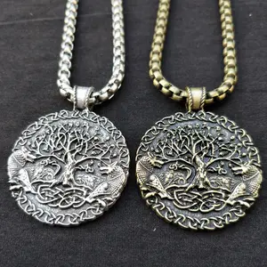 Due lupi firmato commissionato Celtica del pendente due lupo gioielli albero di albero e del mondo Vichingo gioielli per Gli Uomini di
