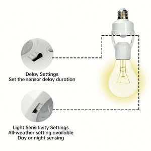 E27 ที่วางหลอดไฟแบบเหนี่ยวนำร่างกายมนุษย์, เซ็นเซอร์อินฟราเรดตรวจจับร่างกายมนุษย์ ติดตั้งง่าย ฐานหลอดไฟเหมาะสำหรับบันไดและทางเดิน - Product Image 2