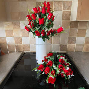 <span class=keywords><strong>Ramos</strong></span> de flores artificiales de seda funeraria <span class=keywords><strong>baratos</strong></span> al por mayor decoraciones graves para decoración de cementerio - Product Image 1