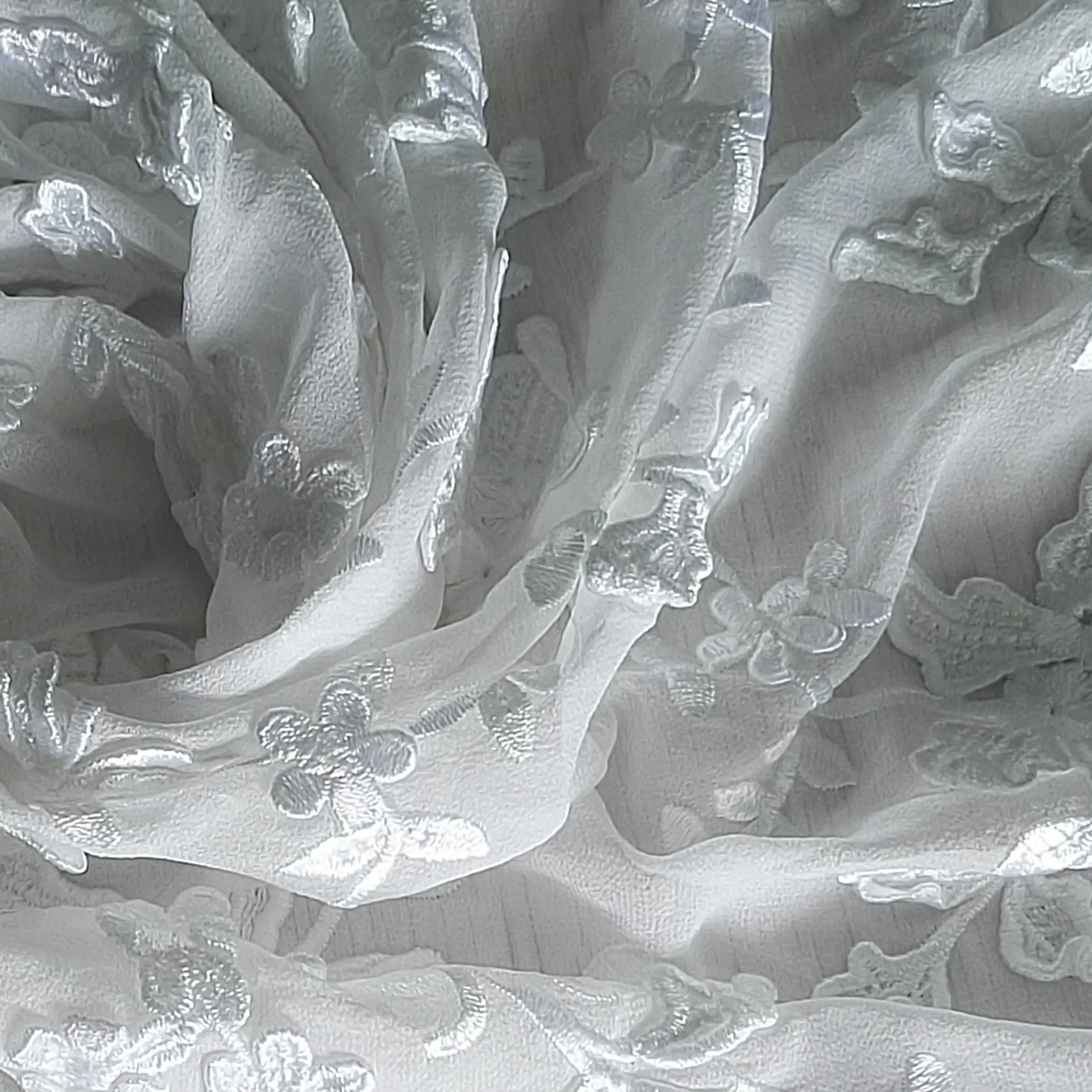 Вышитая 100% шелковая шифоновая ткань из натурального белого жоржета для свадьбы и моды