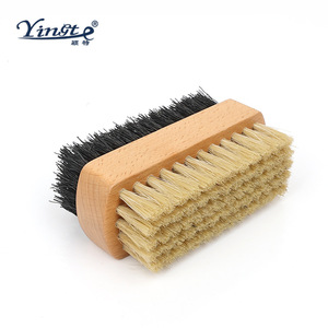 Yinste Double Sided Laundry Brush Wooden Handle Boar Bristles <b>Clothes</b> Shoe <b>Cleaning</b> Brush - Product Image 1