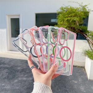 Funda Magnética Antigolpes con Carga Inalámbrica y Marco de Color para Samsung S25 Ultra S24 Plus S25 A56 A26 A36, Carcasa Trasera Transparente - Product Image 2