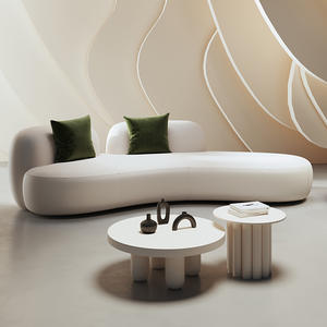 Sofá Curvo 403 de Lana de Cordero Crema, Esponja de Alta Densidad, Sofá de Oficina Cómodo con Patrón Abstracto - Product Image 1